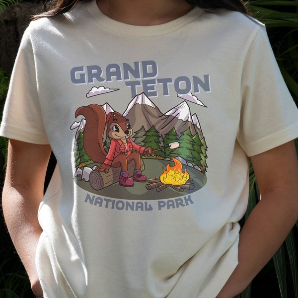 Grand Teton shirt kids, Retro cartoon squirrel Grand Teton National Park Wyoming crewneck, Family vacation matching t-shirt