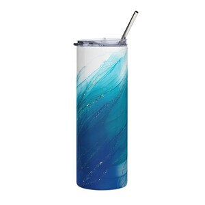 Ocean Wave Stainless Steel Tumbler, 20oz | Reusable Drinkware for Beach Lovers, Gifts for Summer, Eco-Friendly Hydration
