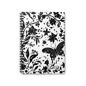 Floral Butterflies Journal - Spiral Notebook, Ruled Line, Gift for Writers, Stationery, Notebook for Women, Nature Lover Gift