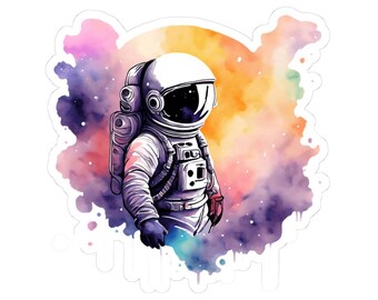 Cosmic Astronaut Kiss-Cut Stickers: Glossy Vinyl Space Art