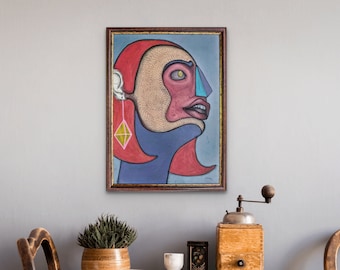 Original Abstract Portrait Painting, Modern art portrait, Expressive Style Portrait by Kaloyan Nenkov