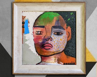 Expressive Male Portrait Painting, Acrylic Portrait Painting, Original Abstract Portrait Painting by Kaloyan Nenkov