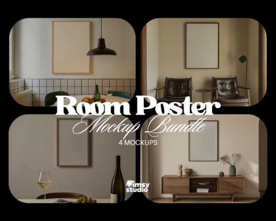 Room Poster Mockup Bundle: Interior Mockup Collection, PSD Poster ...