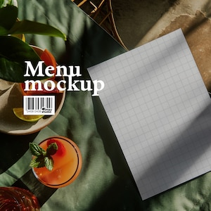Maquette de modèle de menu de bar PSD A4 - Modèle professionnel pour une image de marque numérique, des mises en page de menu, idéal pour les restaurants, les pubs et les bars à cocktails.