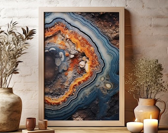 Abstract Rock Formation Art Print - Captivating Colors, Intricate Details for Striking Home Decor | Agate and Geodes Wall Art | Earth Tones