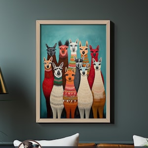Folk Art Llama Art Print for Colorful Home Decor | Enchanting Farmyard/Barnyard Animals