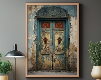 Rustic Mediterranean Door Art Print | Abandoned Farmhouse Decor