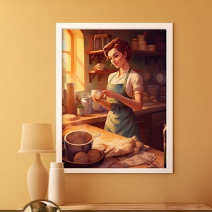 Baking Art Print for Foodies & Cooks | Bake with Love Illustration