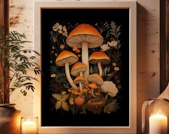 Forest Mushroom Art Print | Detailed Botanical Illustration