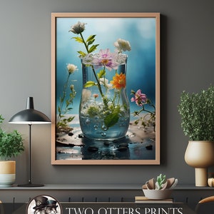 Bubbling Beaker Science Floral Art Print for Home Decor | STEM artwork | Alchemy of Flowers