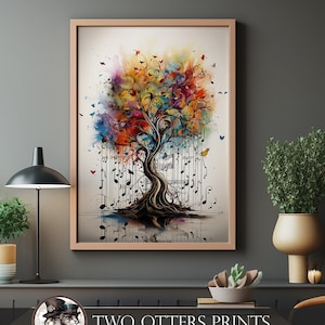 Abstract Music Art Print for Captivating Home Decor | Vibrant Musical Notes, Birds and Butterflies