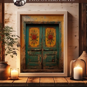 Weathered Floral Door Art Print - Vintage Rustic Home Decor | Abandoned Places | Farmhouse, Country Home Decor