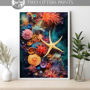 Oceanic Kaleidoscope: Vibrant Tide Pool Art Print for Captivating Home Decor | Marine Life Wonders | Sea Creatures | Ocean Organisms