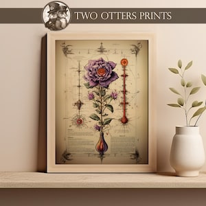 Purple Flower on Ancient Alchemy Page Art Print