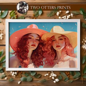 Western Beach Hats Art Print for Warm Home Decor | Coastal Cowgirl Aesthetic | Dreamy Summer Days