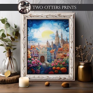 Floral Landscape Art Print | Colorful and Vibrant | Fantasy City Scene