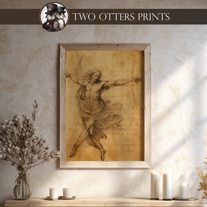 A Dynamic Figure Study Sketch with Graceful Balance | Classical Fine Art Print