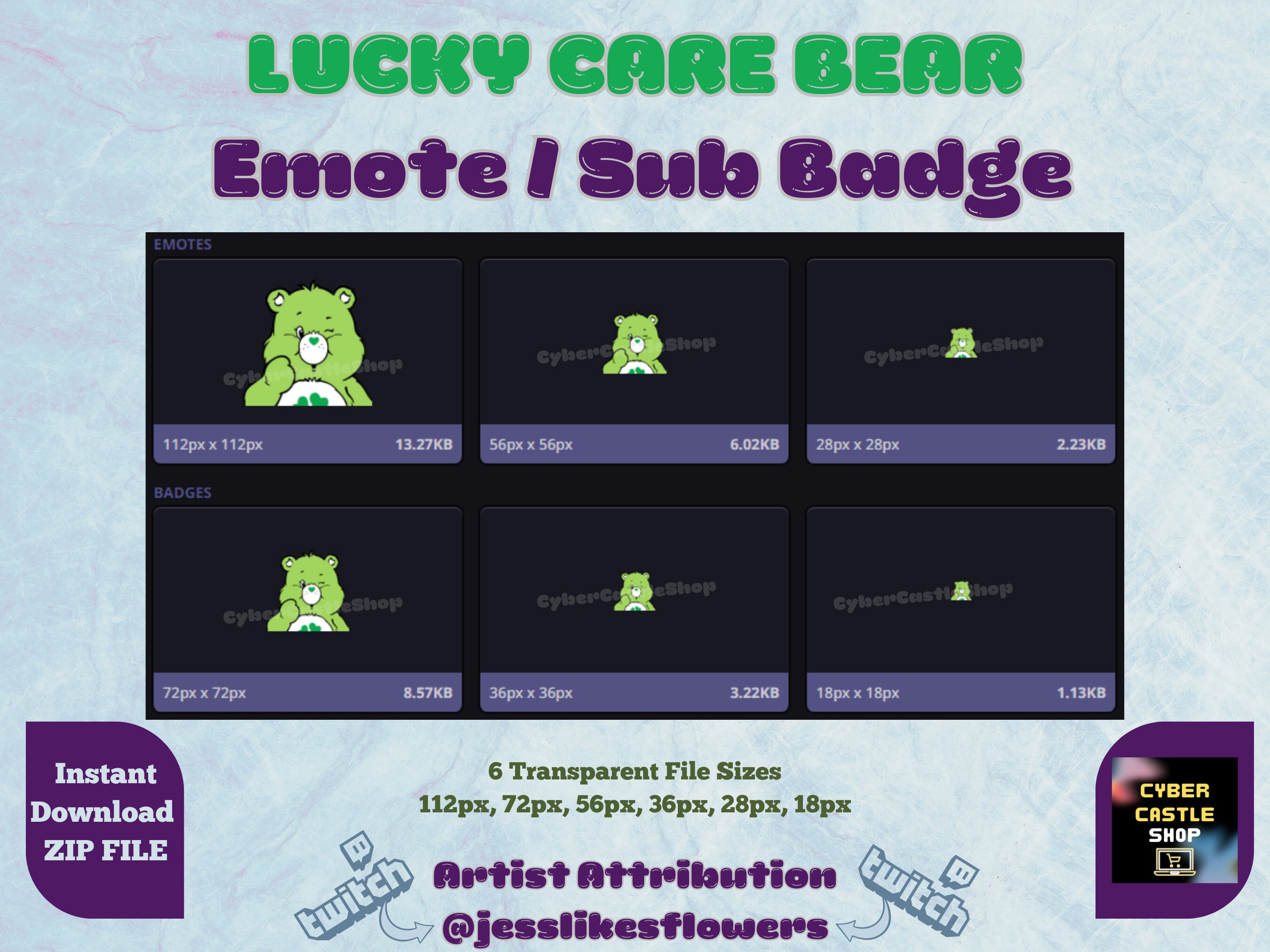 Wink Lucky Care Bear Emote or Sub Badge | Twitch | Cute | Gamer | Zip ...