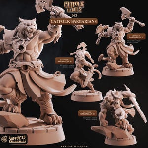 Catfolk Barbarians by Cast n Play - 3 Variations!