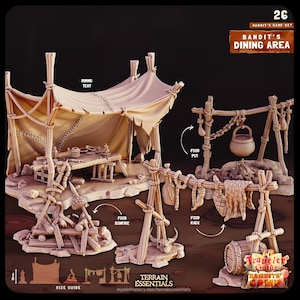 Bandit Camp Dining Area Terrain by Cast n Play Terrain Essentials - 4 Variations!