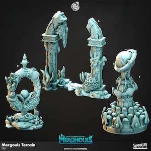 Merghouls Terrain - Undersea Ruin Scatter - 3 Variations