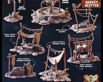 Medieval Market Scatter by Cast n Play's Terrain Essentials - Seven Variations!
