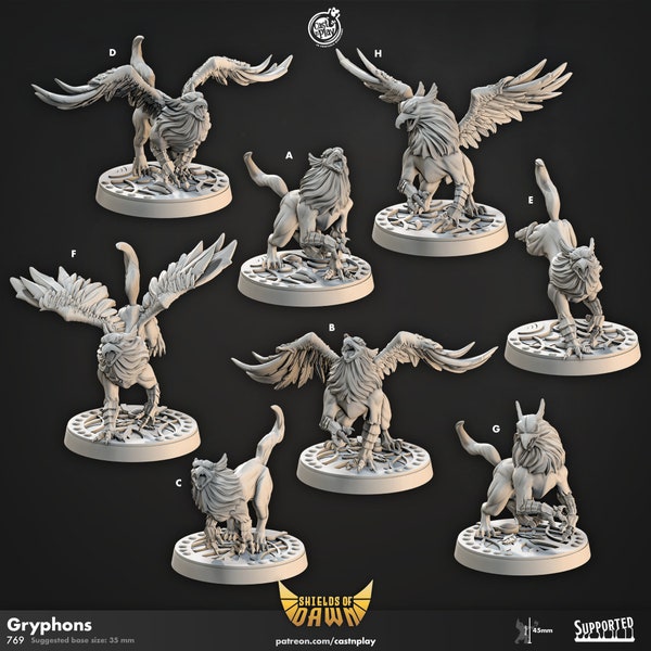 Gryphons - 8 Variations with and Without Wings