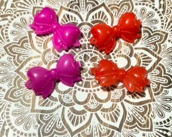 Vintage 1990s Plastic Bow Barrettes, Set of 4 Hair Clips
