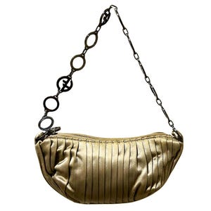Vintage Mini Giorgio Armani Bag with Monogram Logo Chain Strap, Early 2000s evening wear, Classic Designer Bag