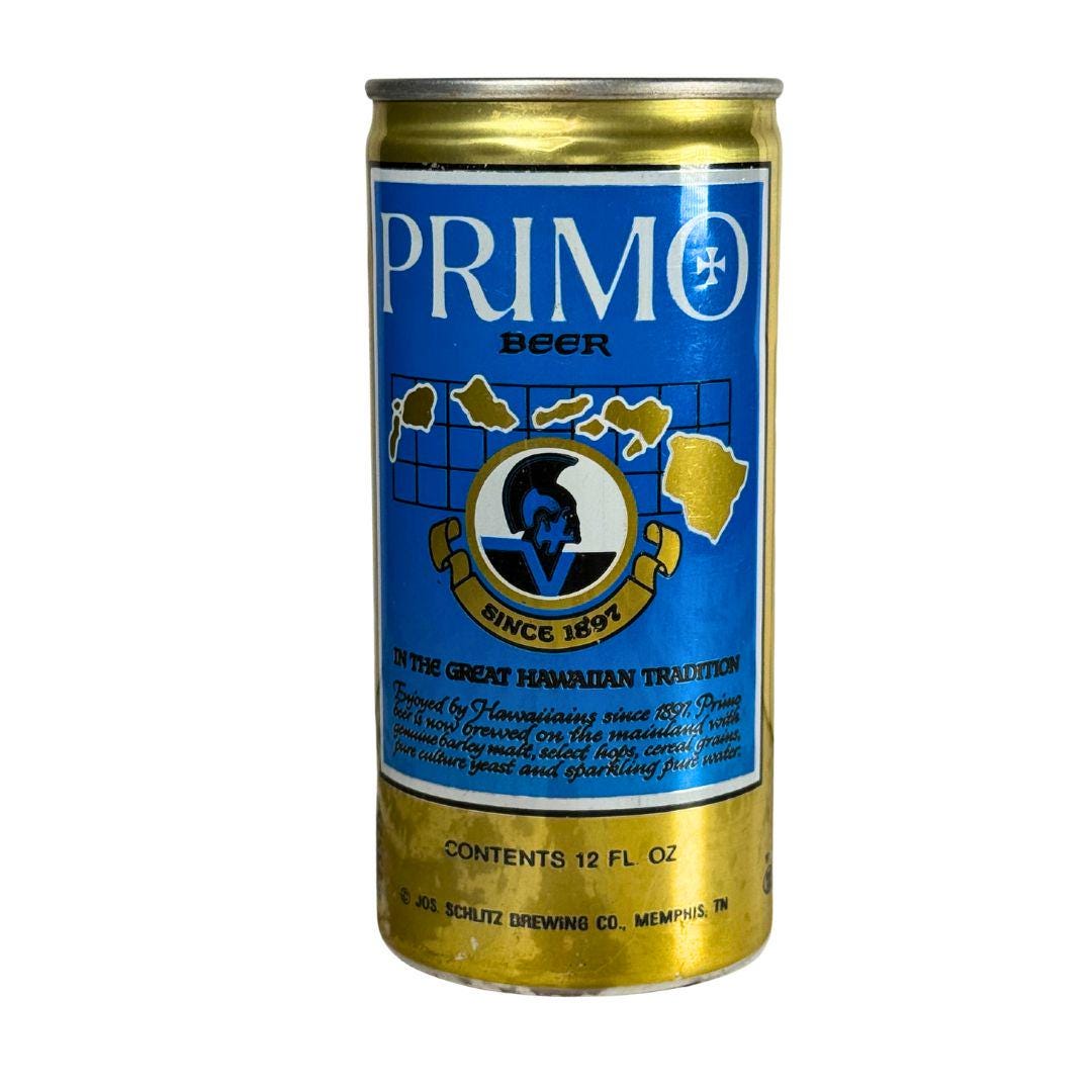 Vintage Primo Beer Can, Hawaiian Beer Schlitz Brewing