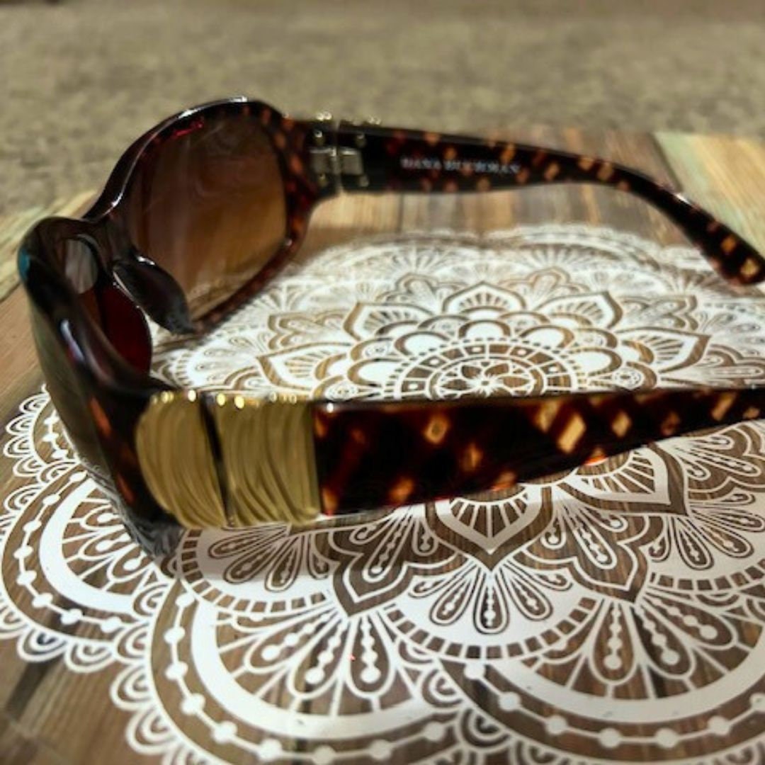 Vintage Dana Buchmann Sunglasses, Women's Brown Wrap Around Designer