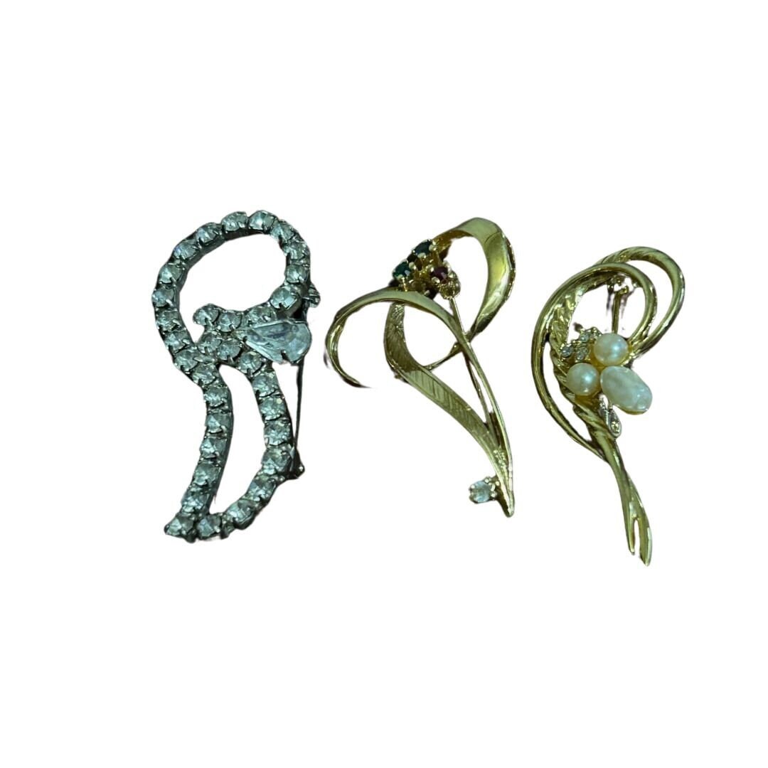 Lot De 3 Broches à Fleurs Vintage - État Excellent, Multicolores
