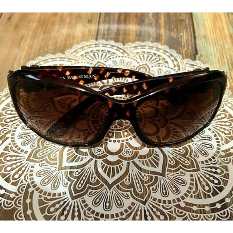 Vintage Dana Buchmann Sunglasses, Women's Brown Wrap Around Designer