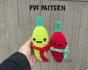 MINI Chilly Pepper Crochet Pattern, Crochet Pattern, Pepper Crochet Pattern, Pepper Amigurumi Pattern, Chilly Pepper Amigurumi Pattern