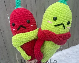 Chilly Pepper Crochet Pattern, Crochet Pattern, Pepper Crochet Pattern, Pepper Amigurumi Pattern, Chilly Pepper Amigurumi Pattern, Pattern