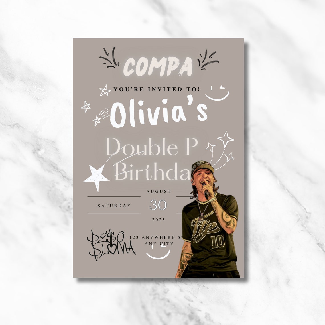 Peso Pluma Party Invitation Etsy Peso Pluma Party Invitation Etsy