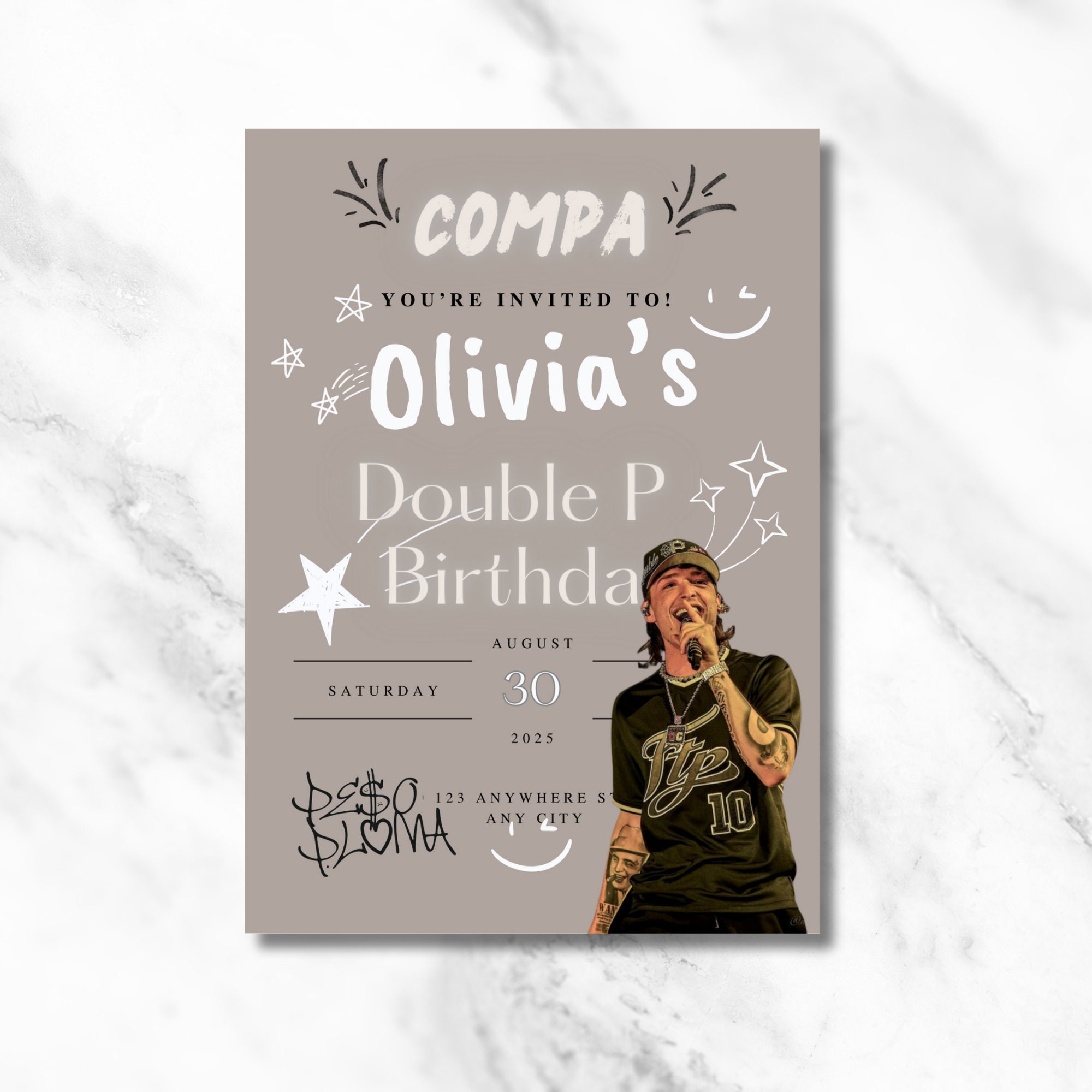 Peso Pluma Party Invitation Etsy Peso Pluma Party Invitation Etsy