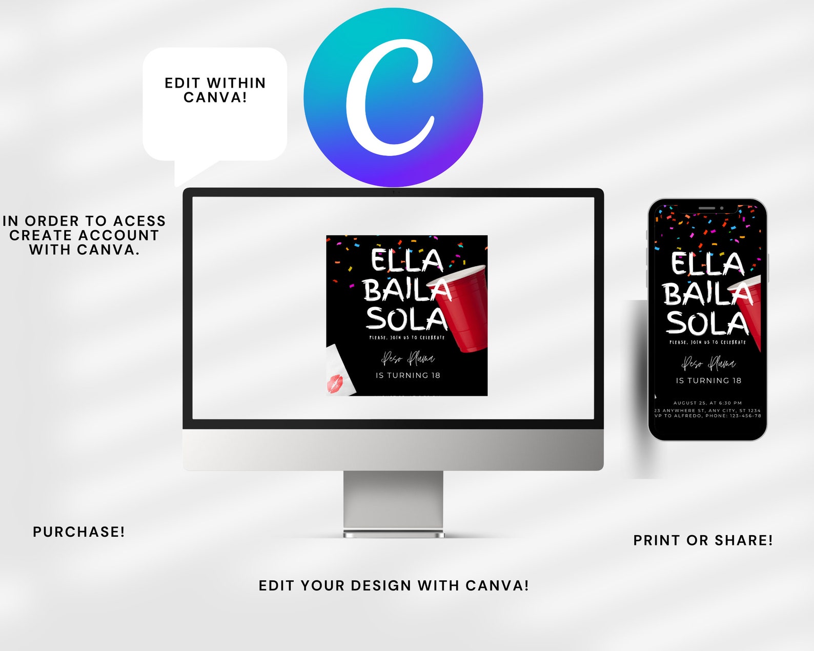 Peso Pluma Birthday Invitation Template ella Baila Sola Etsy Peso Pluma Birthday Invitation Template ella Baila Sola Etsy