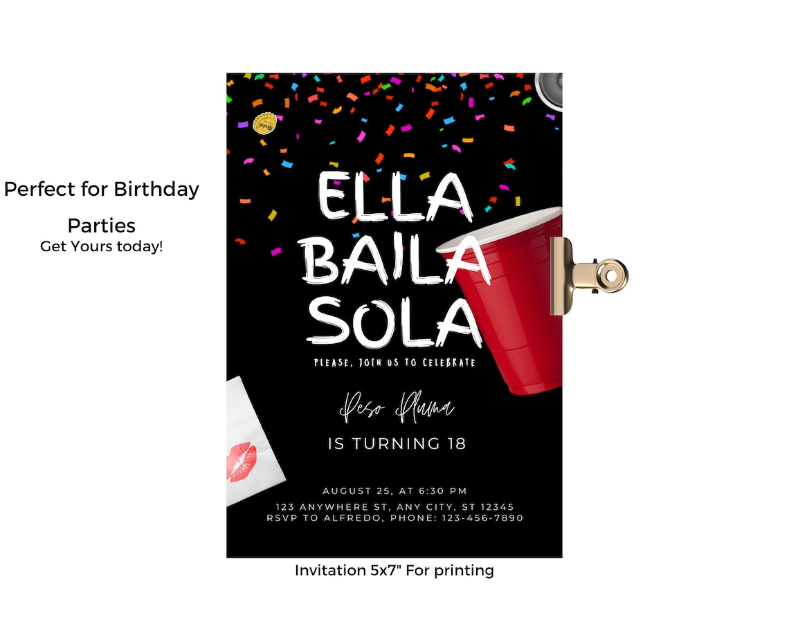 Peso Pluma Birthday Invitation Template ella Baila Sola Etsy Peso Pluma Birthday Invitation Template ella Baila Sola Etsy