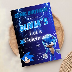 ソニック招待、ゲーム招待、子供の誕生日