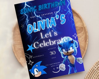 Sonic Invitation, Game Invitation, Kids Birthday