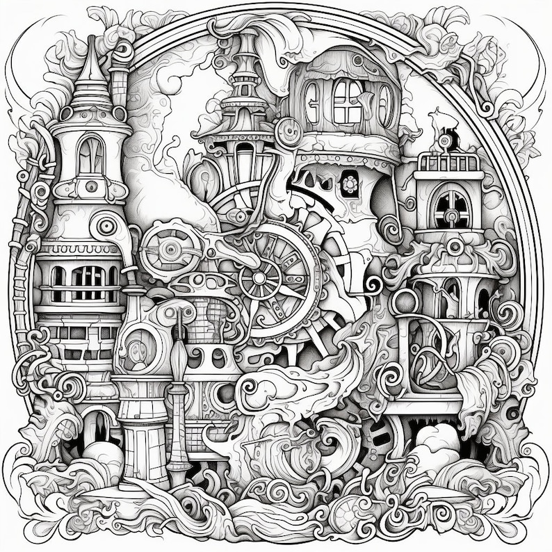Drei Fantasy World Coloring Book Pages - Etsy.de