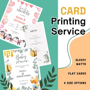 Service d'impression de cartes, Impression de cartes, Impressions d'invitations, Impression d'invitations, Impression de papeterie, Cartes d'invitation, Carte de menu