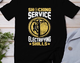 Traje de electricista, camiseta de instalador de líneas, camiseta de escalador de postes de electricidad, regalo profesional de electricista, idea de regalo de artesano, camiseta de red eléctrica