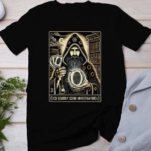 Camiseta de cartas de tarot de casos criminales, cartas de tarot místicas para camiseta de fanáticos del crimen, top de detective de lectura de cartas esotéricas, camisa de adivino de baraja de tarot