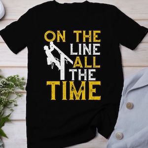 Traje de electricista, camiseta de instalador de líneas, camiseta de escalador de postes de electricidad, regalo profesional de electricista, idea de regalo de artesano, camiseta de red eléctrica