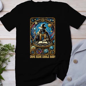 Camiseta de cartas de tarot de casos criminales, cartas de tarot místicas para camiseta de fanáticos del crimen, top de detective de lectura de cartas esotéricas, camisa de adivino de baraja de tarot