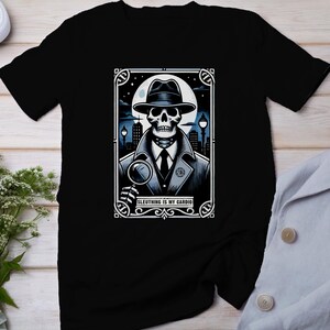 Camiseta de cartas de tarot de casos criminales, cartas de tarot místicas para camiseta de fanáticos del crimen, top de detective de lectura de cartas esotéricas, camisa de adivino de baraja de tarot