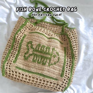 fish bone crochet net bag pattern | coastal farmers market tote | PDF PATTERN ONLY!