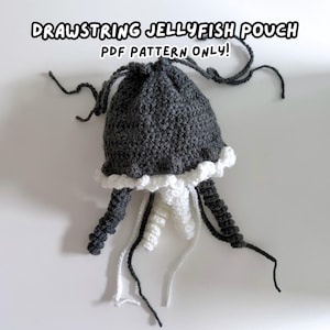 crochet jellyfish bag pattern | coastal drawstring mini pouch purse | PDF PATTERN ONLY!